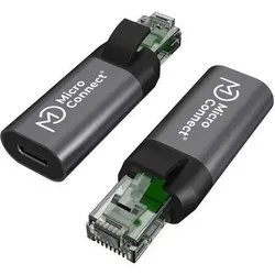 MicroConnect USB C Female to RJ45 Male (USB), Netzwerk Adapter, Silber