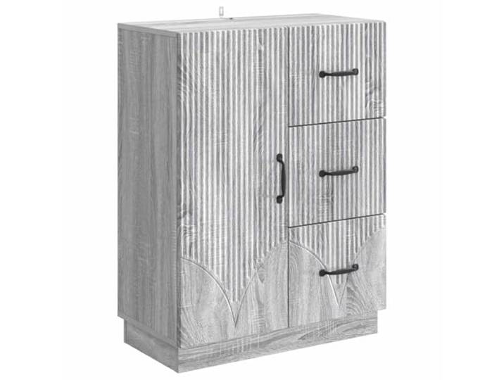 Xolmizyn Sideboard Graues Sonoma Kommode mit 3 Schubladen & Tür Stilvolles Holzwerkstoff-Design, Vielseitiger Stauraum für Wohnbereiche