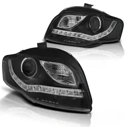 LED Tagfahrlicht Design Scheinwerfer passend für Audi A4 B7 05-08 schwarz