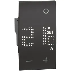 Legrand KG4441 LivingNow 2-moduliger Thermostat mit Display in der Farbausführung Black