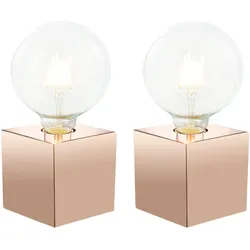 2er Set Tischleuchte Tischlampe Schlafzimmerlampe Touchschalter Metall kupferfarben