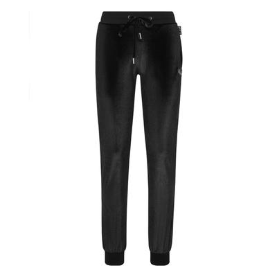 Jogginghose PHILIPP PLEIN "Skull Mit Schmucksteinen", Damen, Gr. S, US-Größen, schwarz (02, schwarz), Obermaterial: 95% Polyester, 5% Elasthan, Hosen Jogginghose