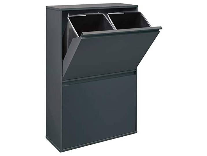 ARREGUI Basic CR604-B Mülltrennsystem aus Stahl 4 Fächer Mülleimer für die Küche 4 Fach Abfalleimer 4x17L (68L) Herausnehmbare Inneneimer + Griff Recycling Schrank Mülltrennung anthrazit
