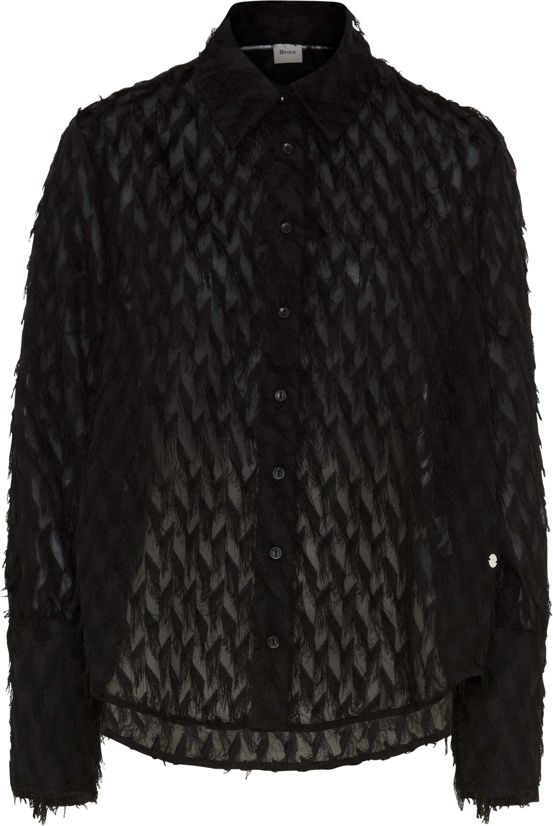 Hemdbluse BRAX "Style VICA", Damen, Gr. 48, schwarz, Web, 100% Polyester, Blusen Hemdbluse, Fancy: Bluse mit Statement-Charakter