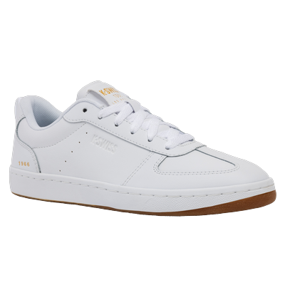 Sneaker K-SWISS "COURT VARSITY", Damen, Gr. 39, weiß (weiß, gold, light gum), Leder, Schuhe Sneaker