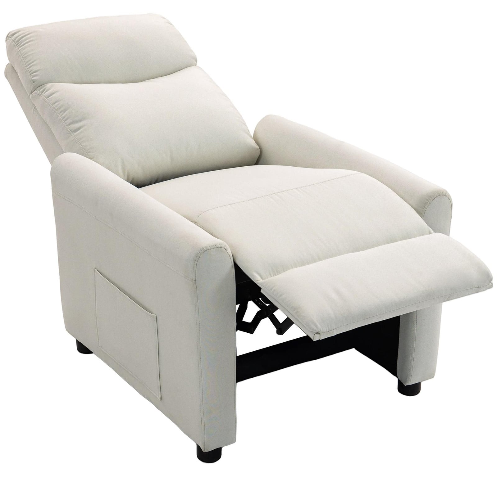 HOMCOM Relaxfauteuil met ligfunctie en voetsteun, crème