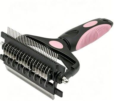 Fusion Finds Pet Grooming Brush With Dog De Shedding Brush & De Matting Comb For Dogs And Cats pink