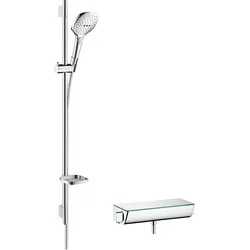 hansgrohe Raindance Select Brausesystem Aufputz 120 mit Ecostat Select Thermostat und Brausestange 90 cm, 27039000, Farbe: Chrom