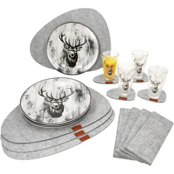20tlg Tisch-Set Alois Hirsch Gläser Teller Platzset Untersetzer Bestecktasche