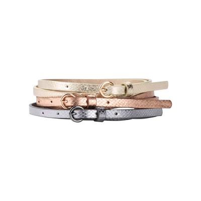 Hüftgürtel BONPRIX, Damen, Gr. 80, silber (gold, roségoldfarben, silber metallic), Lederimitat, Reptilienprägung, metallic, Gürtel Hüftgürtel, aus Polyurethan, in Metallic-Optik, femininer Stil
