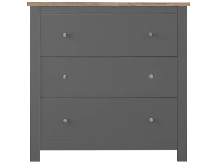 Kommode EMERALD teilmassiv 81 x 79 x 35 cm Eichefarben/Grau