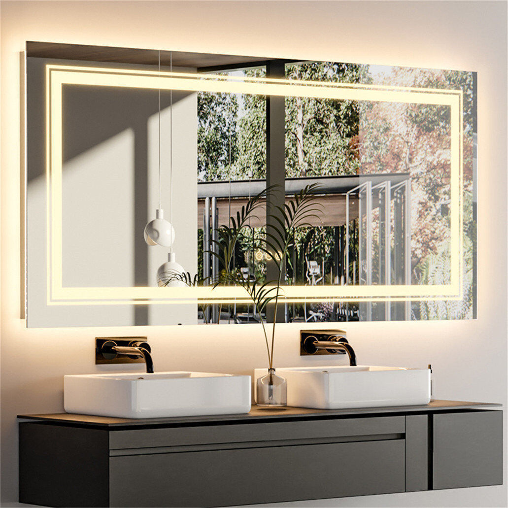 Ivy Bronx Ashawnti LED Illuminated Bathroom Mirror with Fog-Free Touch Sensor 60cm H x 100cm W