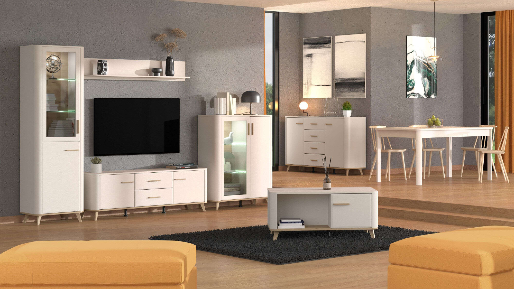 Sideboard HOME AFFAIRE "Darwen Kombikommode, Sideboard, Schubladenkommode", beige (kaschmir), B:154cm H:90,5cm T:40cm, Holzwerkstoff, MDF, Sideboards, Sideboard, Abgerundete Kanten, matte Kaschmir-Oberflächen, Gesamtmaße:154x40x90,5