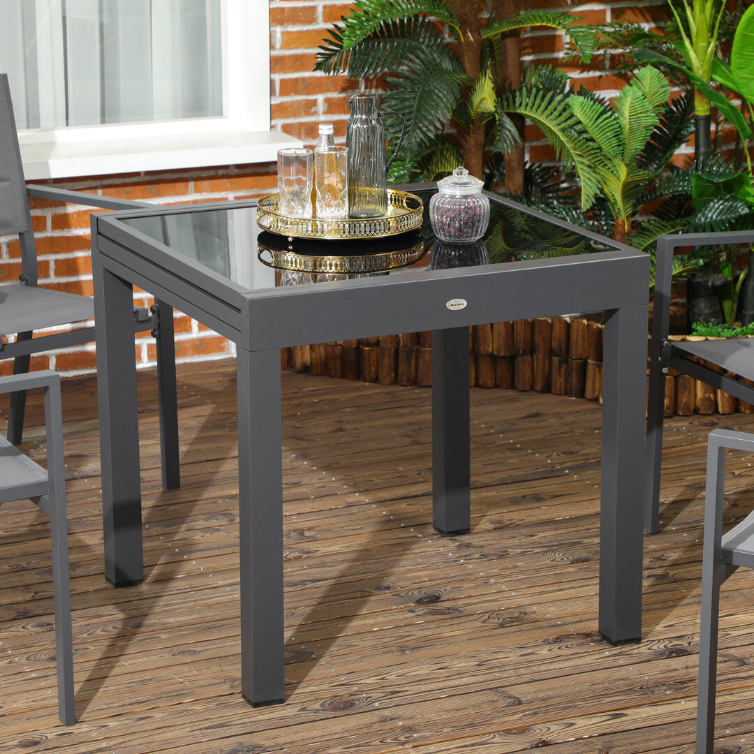 Latitude Run Lonza Extending Garden Table Outdoor 80/160x80x75 cm Black Black