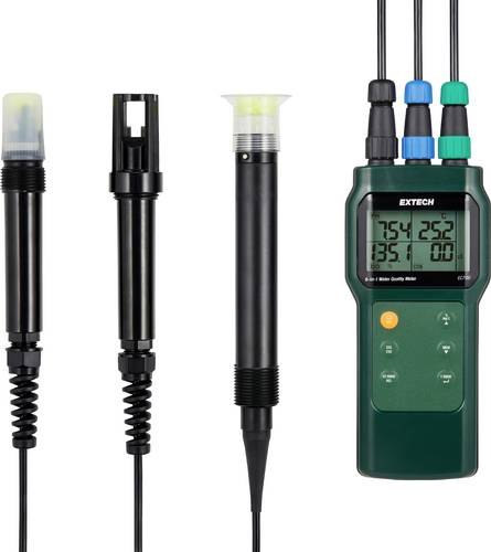 Extech Wasserqualitätsmessgerät pH-Wert, Salinität, Salzgehalt, Leitfähigkeit, Gelöste Teilchen (TDS), Temperatur, Sauerstoff