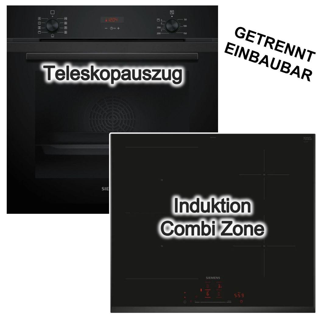 Herdset SIEMENS Backofen Hydrolyse + Induktionskochfeld Combi-Zone autark 60 cm