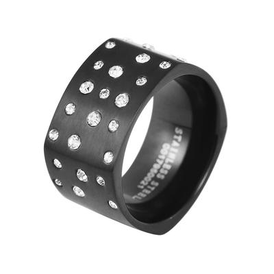 Fingerring AKZENT "Jabari, hautverträglich" Gr. 60, schwarz, Fingerringe, Damen, 60, Edelstahl, Fingerring
