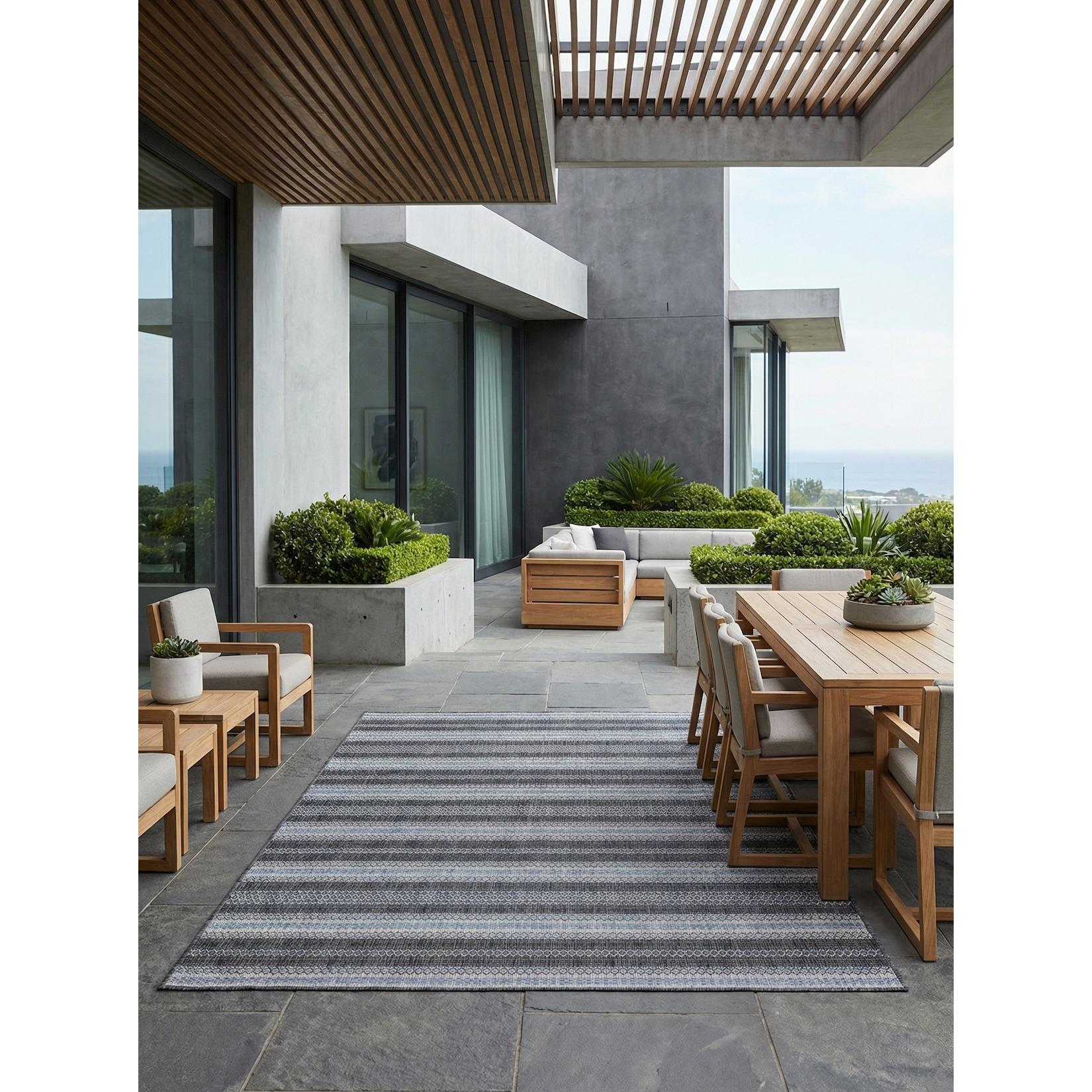 Teppich Outdoor SARNTAL in Schwarz, im Vintage-Stil, 120 x 170 cm