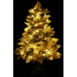 vidaXL Weihnachtsbaum mit Beleuchtung und Kiefernzapfen Grün 150 cm