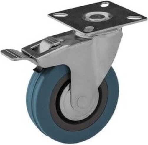 Wielset met stuurvergrendeling, 75 mm kunststof-rubber