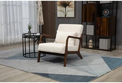 Upholstered Living Room Chairs with Waist Cushion, Reading Armchair for Bedroom Sunroom