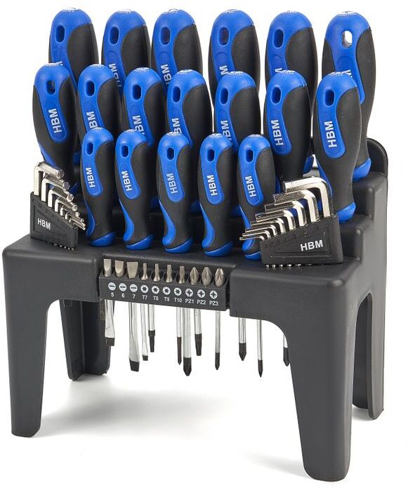 HBM Profi 44 pezzi set di cacciaviti soft grip, set di chiavi Allen e set di bit