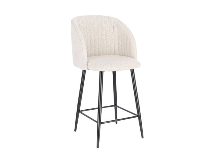 Design Barstuhl „Queen“ Bouclé Elfenbein Bizzotto