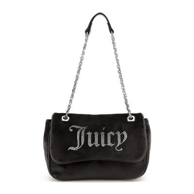 Schultertasche JUICY COUTURE "KIMBERLY CROSSBODY WITH FLAP. Damen", Damen, Gr. B/H/T: 9cm x 17cm x 9cm onesize, schwarz, Polyester, Polyurethan, Taschen Schultertasche, Schultertasche Damen, Mini Bag, Handtasche, Fashion, Lifestyle, Sale