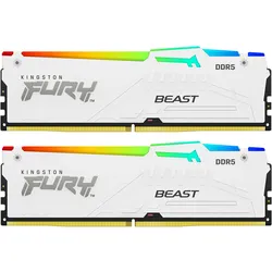 Kingston FURY Beast RGB Weiß 64GB Kit (2x32GB) DDR5-6000 EXPO DIMM Arbeitsspeicher, CL30-36-36, 1.4V