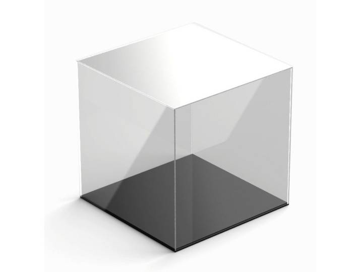 Hansen Werbetechnik Vitrine Vitrine / Schaukasten Acryl quadratisch mit schwarzem Boden (2-St)