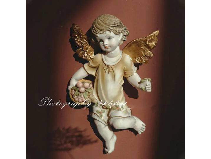 Lumière européenne de luxe ange tenture murale chambre salon décor Miniature américain Figurine fond décoration murale