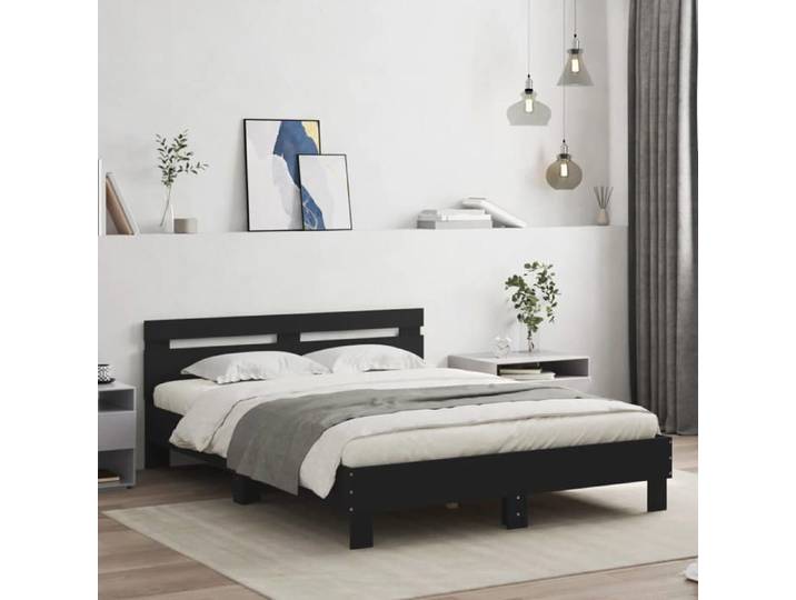 Noir Cadre de lit sans matelas noir 140x190 cm - Lit chambre H13374