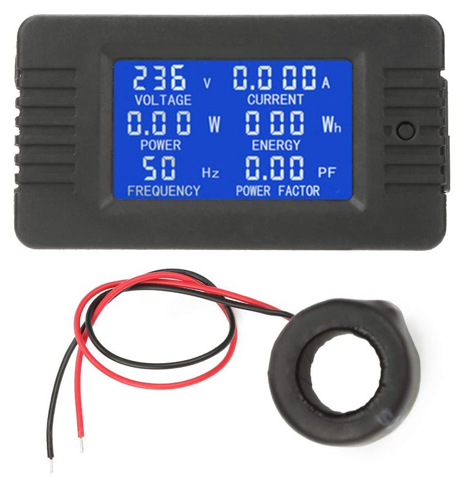 Selius LCD Digitale Volt Ampère Meter voor AC met 100A CT Multimeter