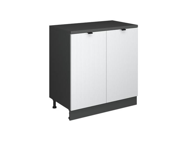 Vicco Erweiterungsschrank Rion, Weiß Riffel/Anthrazit, 80 x 46 cm ohne Schräge mit 2 Türen, Weiß, Anthrazit, Holzwerkstoff, 1 Fächer, Rechteckig, 80x83.8x46 cm, Kleinmöbel, Kommoden