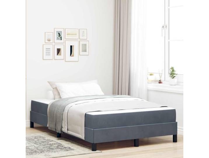 Stoffbezogen Elegantes Design Boxspringbett Grau 120 x 190 cm Boxspringbett mit Matratze Dunkelgrau 120x190 cm Stoff Bett mit Taschenfederkern Lattenrost Komfort