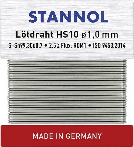 Stannol HS10 Lötzinn, bleifrei bleifrei Sn99,3Cu0,7 ROM1 30g 1mm