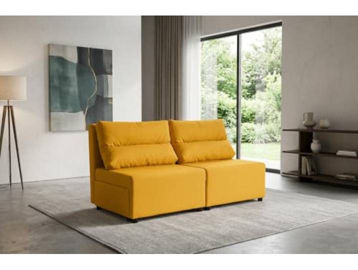 2-Sitzer-Sofa, ausklappbares Schlafsofa mit Stauraum, rosa, KIMO Family Möbel