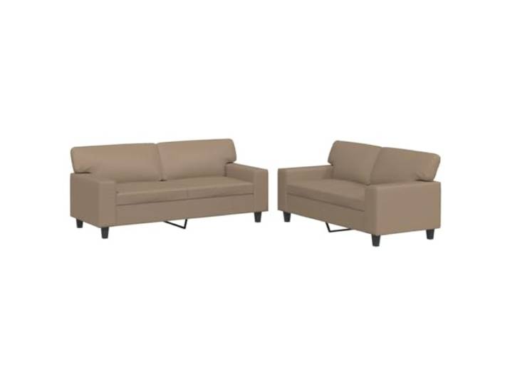 Todiikf 2-TLG. Sofagarnitur Kunstleder Polstersofa Set Cappuccino-Braun Elegantes Couch-Set mit dick gepolsterten Kissen für Ihr Wohnzimmer, langlebiges Material und stabiles Metallgestell.