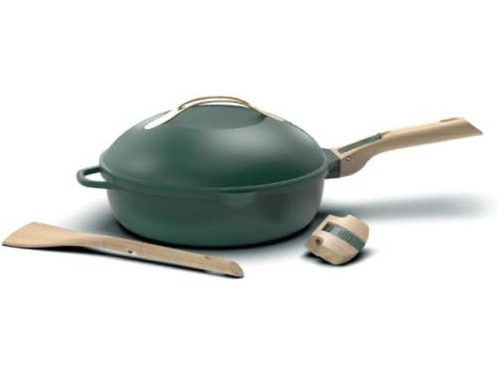 COOKUT - Die fabelhafte 8-in-1-Pfanne – KLEINES MODELL 24 cm – Ein einziges Utensil, das Pfanne, Topf, Bratpfanne, Schmortopf ersetzt - 2 abnehmbare Griffe, Dampf-/Frittierkorb, Holzspatel - CANOPEE