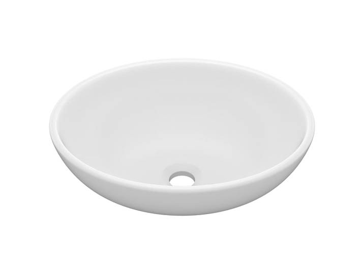 vidaXL s Ovales Waschbecken Matt Weiß 40x33 cm Keramik