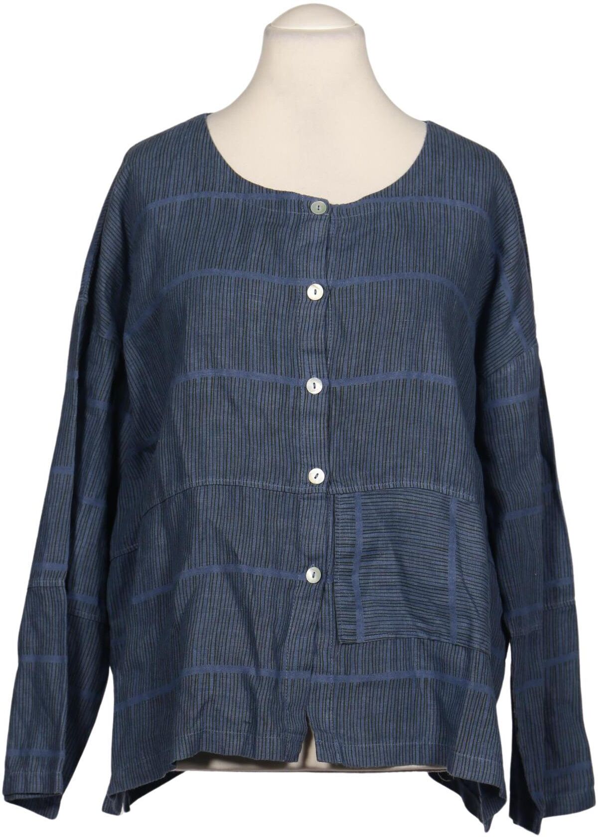 Uno Piu Uno Damen Bluse, Blau, Gr. Onesize, Leinen - Second Hand