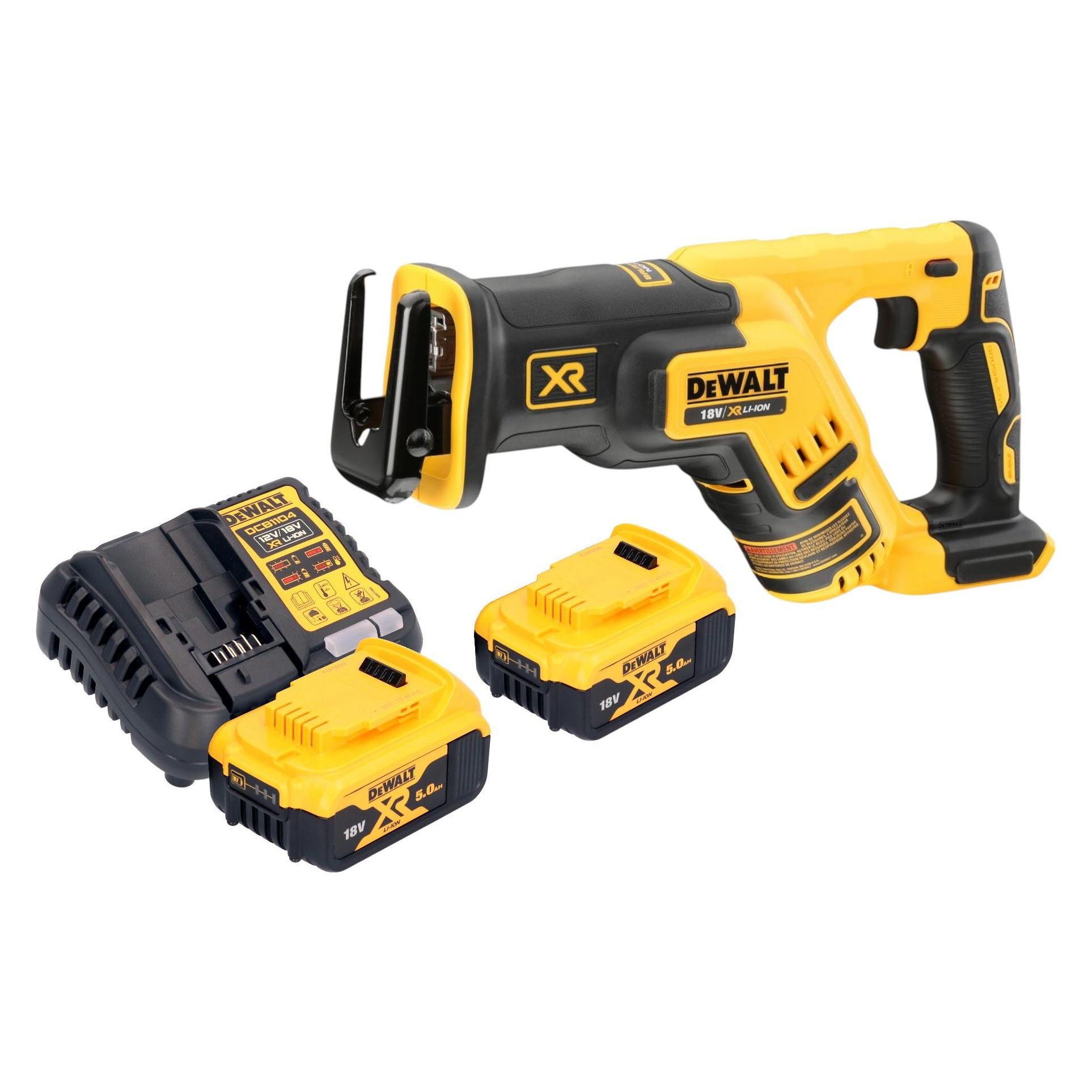 DeWalt DCS 367 P2 Akku Säbelsäge 18 V Brushless + 2x Akku 5,0 Ah + Ladegerät (DCS367N-XJ)