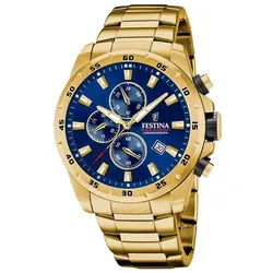Festina F20541/2 Herren-Uhr Chronograph Goldfarben/Blau