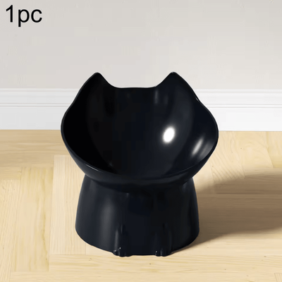 Uplift Curations Elevated Elevated Cat Bowl Anti Tip Raised Pet Feeding Dish With Tilted Edge Neck Protection For Cats black