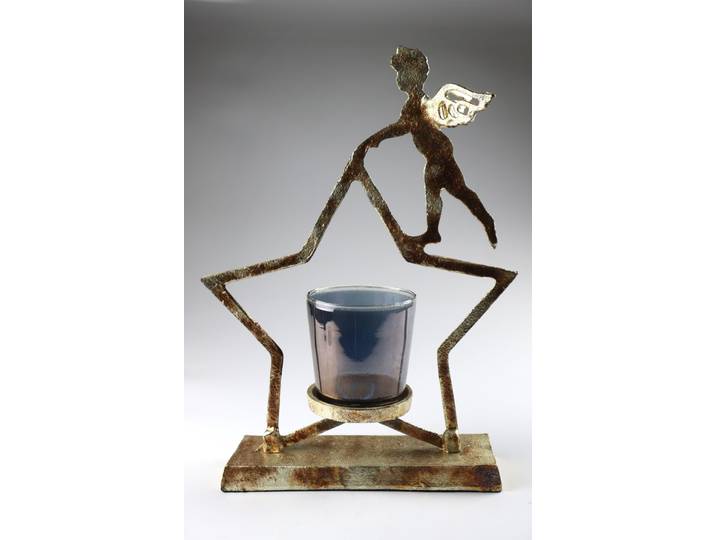 Kerzenhalter AM DESIGN aus Aluminium , gold, B:17cm H:24cm, Aluminium, Kerzenhalter, Kerzenhalter, BxH: 17x24 cm