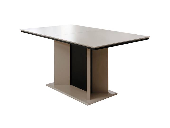 Esstisch 160 - 200 cm ausziehbar beige schwarz Säulentisch - ARONA