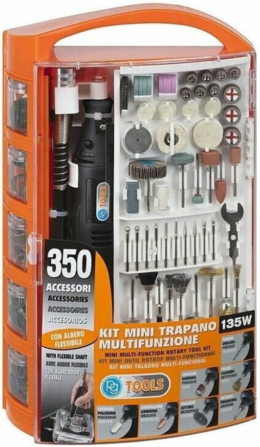 PG Professional Mini boormachine PG138W met 350 accessoires, 135 watt