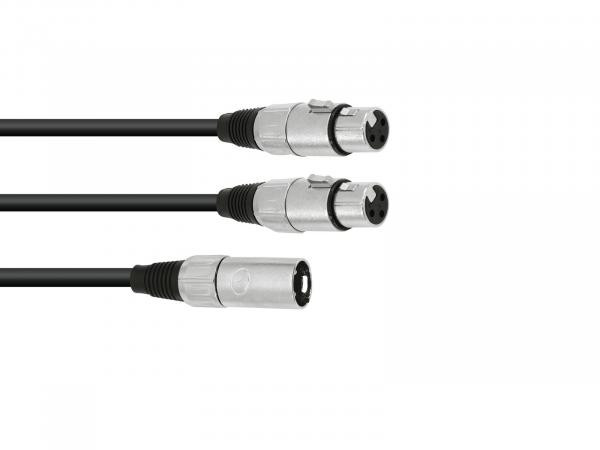 Omnitronic Adapterkabel XLR mannelijk naar 2x XLR vrouwelijk, 0,5 meter, zwart