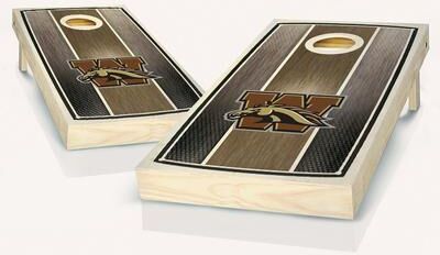 Skip's Garage Western Michigan Striped NCAA Team Cornhole Boards