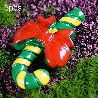 Inspired Deals 5PCS Resin Christmas Decorations Miniature Christmas Village Ornaments For Fairy Gardens & Home Decor Yellow Green Cane